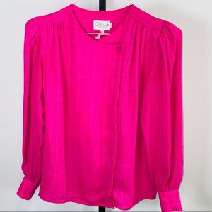 Beautiful CHAUS Pink Hidden Button Wrap Closure Blouse Size 6